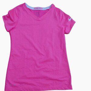NIKE PRO PINK SPORTS JERSEY V- NECK DRI-FIT JUNIORS MEDIUM